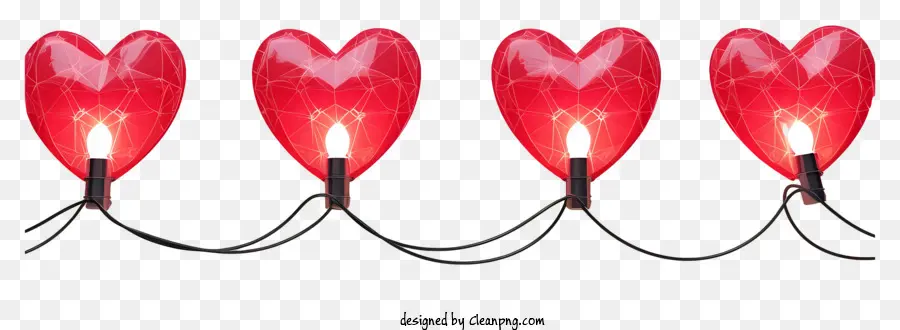 أضواء سلسلة عيد الحب الواقعية واقعية，قلوب حمراء PNG
