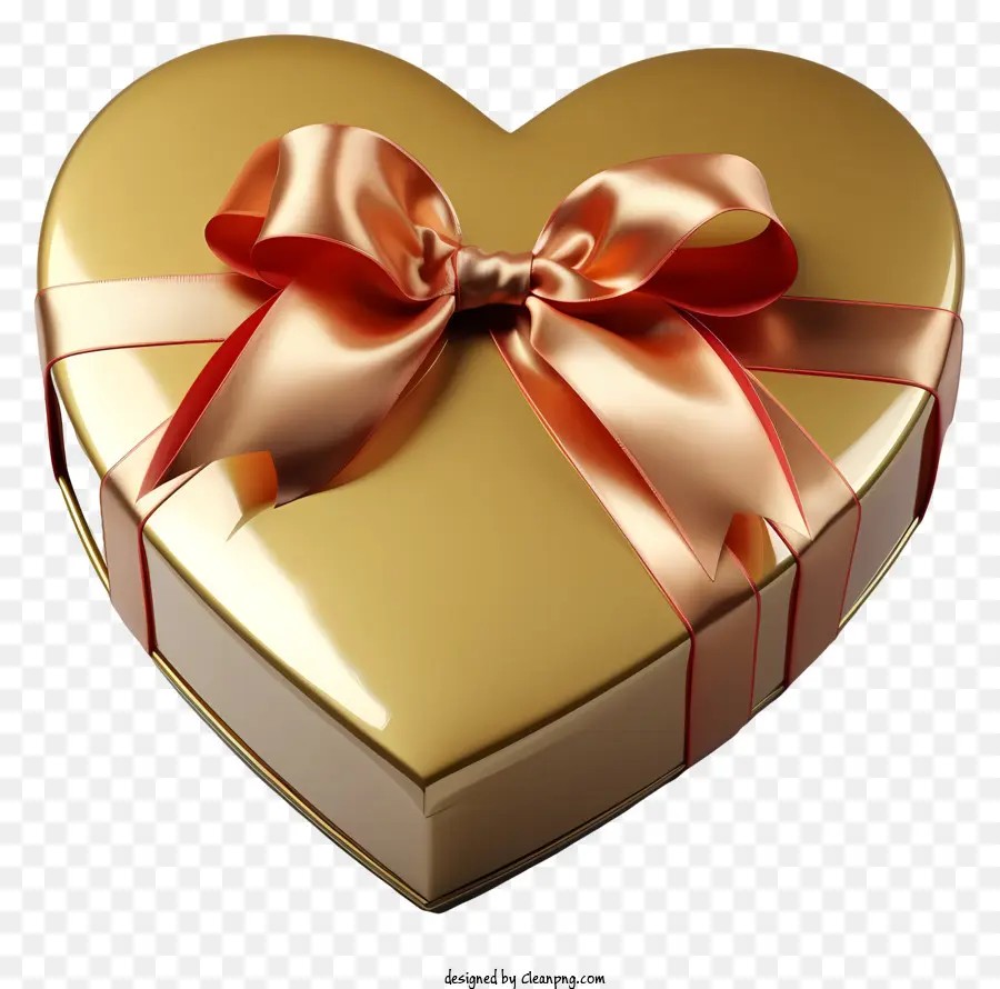 هدية مربع，صندوق القلب الذهبي PNG