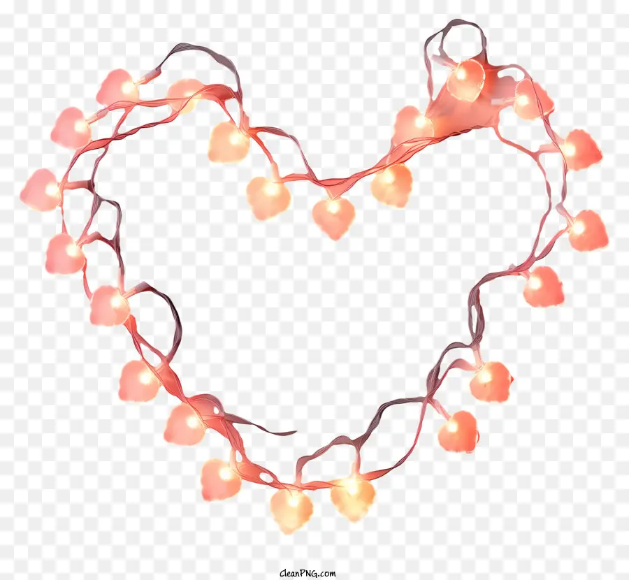 أضواء سلسلة عيد الحب الباستيل，مصابيح كهربائية على شكل قلب PNG