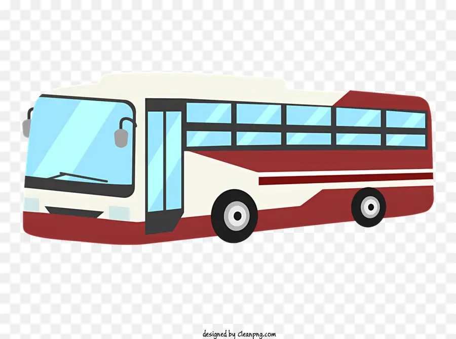 حافلة عامة，حافلة حمراء وبيضاء PNG