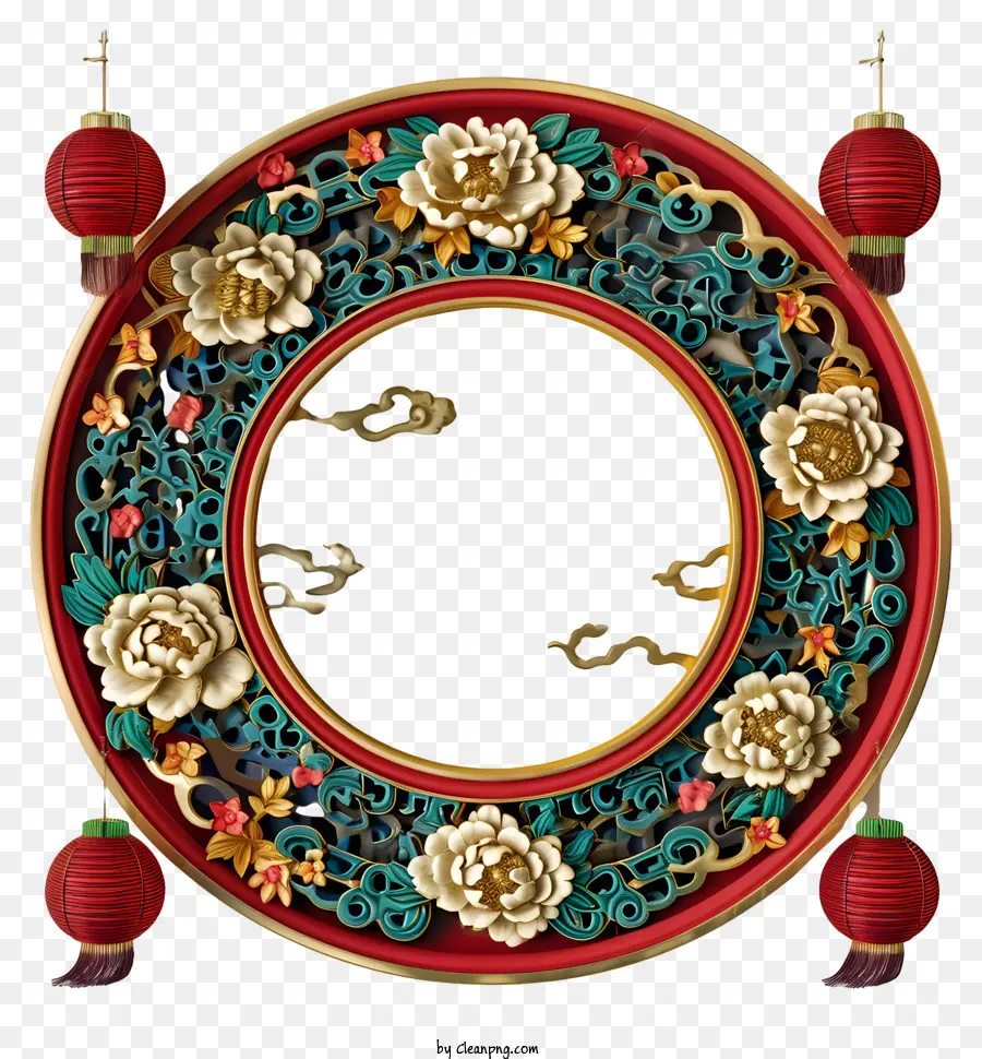 إطار الديكور التقليدي الصيني，إطار دائري PNG