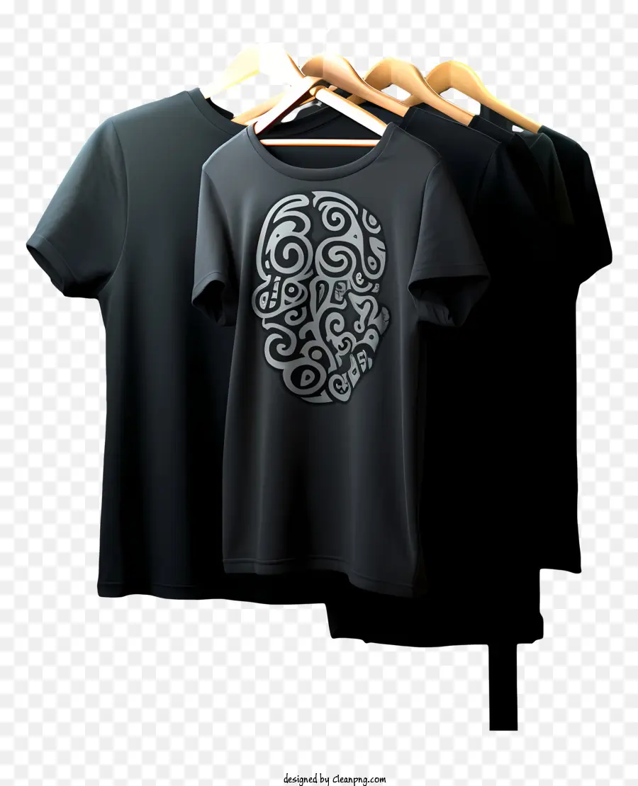 قميص على طراز رسومات الشعار المباشر على شماعات القماش，قميص أسود PNG