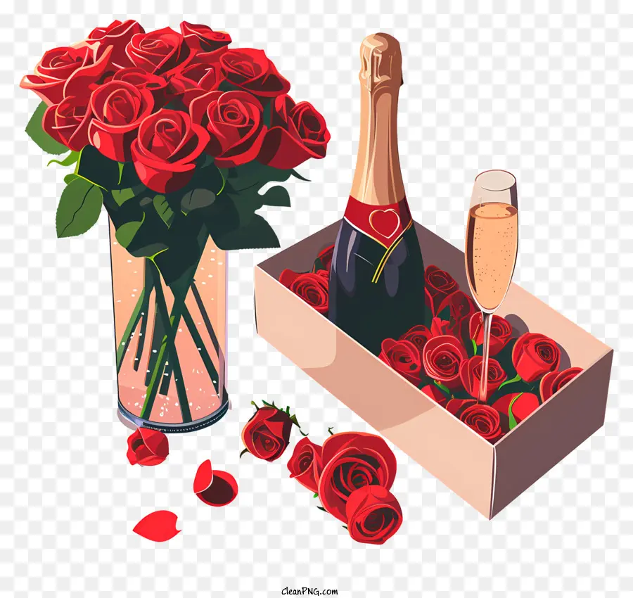 عيد الحب الشمبانيا，باقة PNG