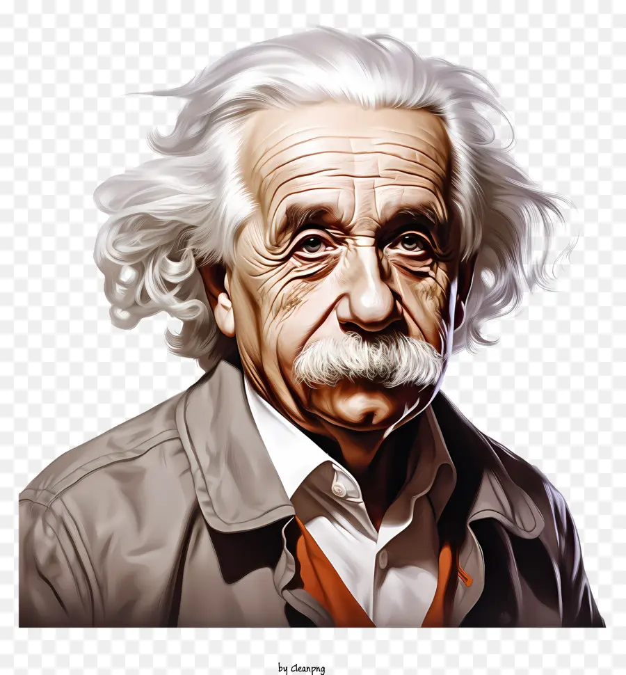 صورة واقعية ثلاثية الأبعاد ألبرت أينشتاين，رجل ذو شعر أبيض PNG