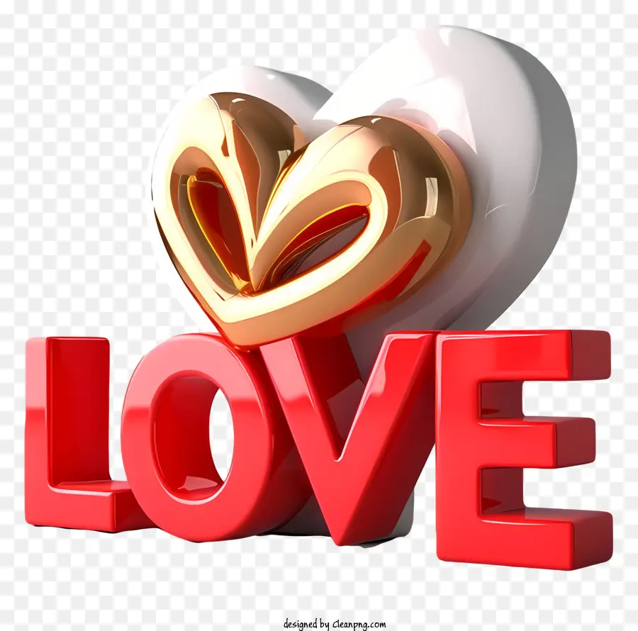 نص ثلاثي الأبعاد واقعي الحب，قلوب PNG