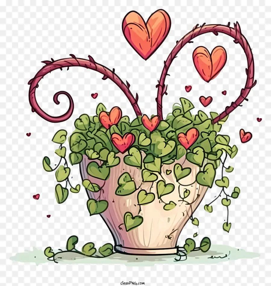 كاريكاتير عيد الحب النبات，إناء النباتات PNG