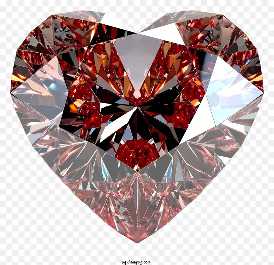 واقعية ثلاثية الأبعاد قلب عيد الحب الماس，الماس على شكل قلب PNG
