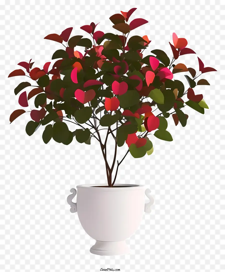 نبات عيد الحب ثلاثي الأبعاد واقعي，زهرية بيضاء PNG