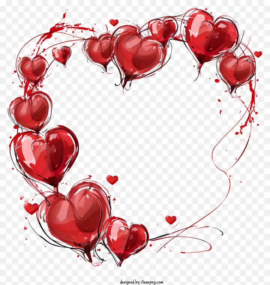 إطار الحب，بالونات حمراء PNG