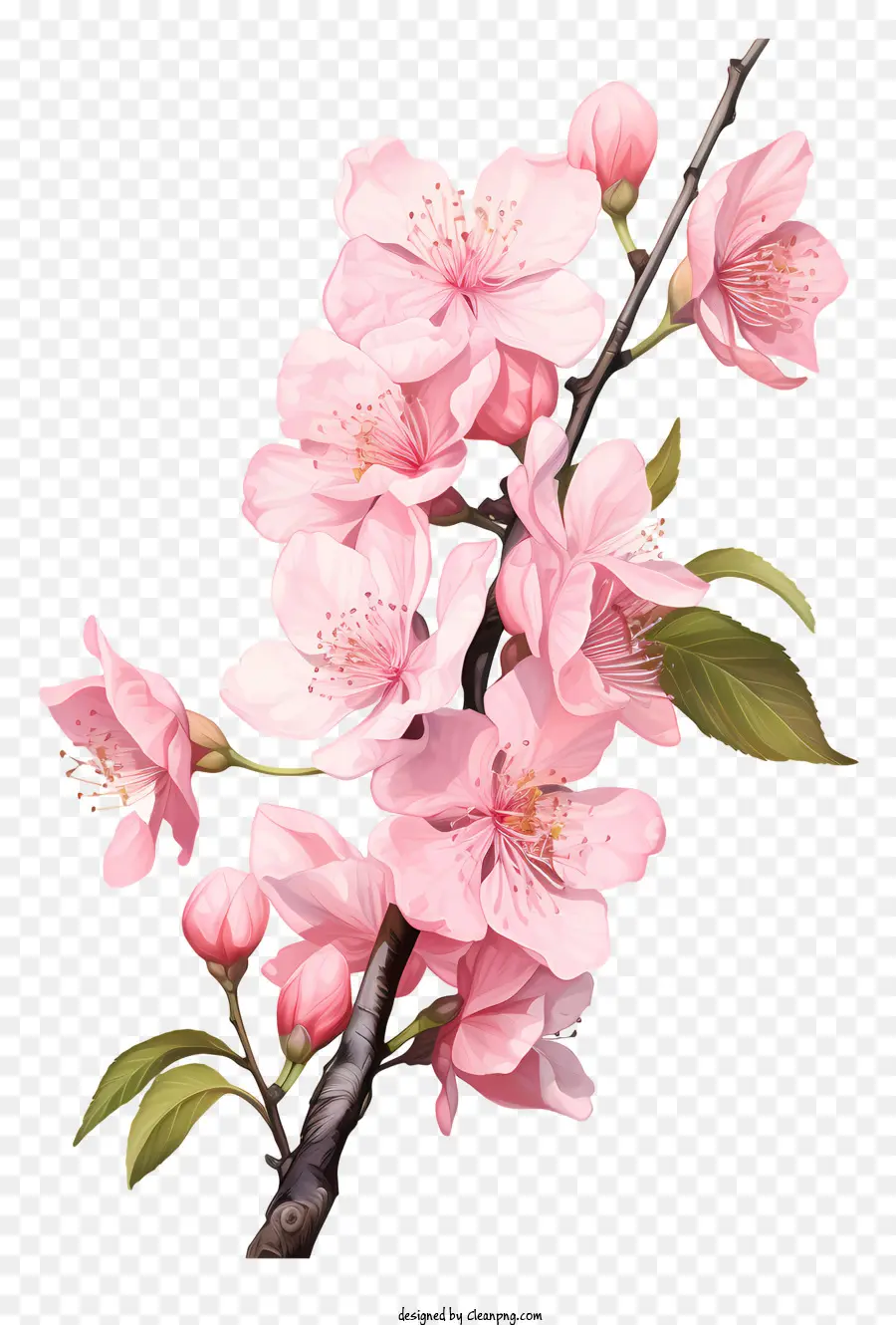 باستيل كرز فرع أزهار，زهر الكرز شجرة الرسم PNG