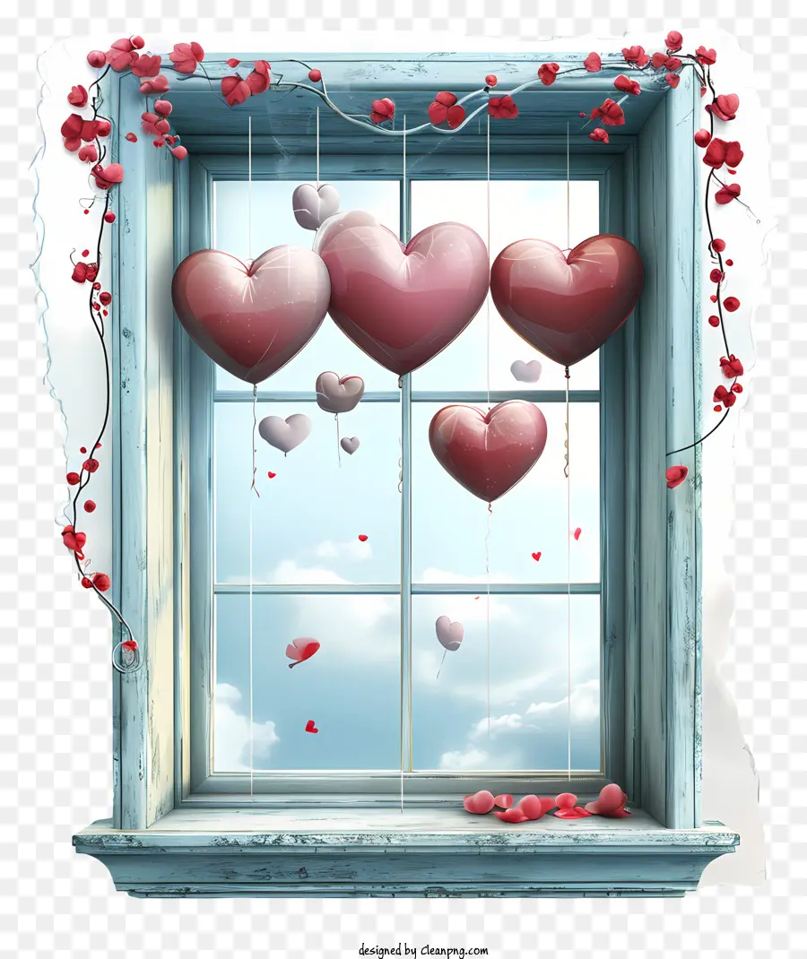 نافذة عيد الحب，ديكور النافذة PNG