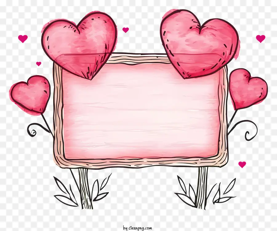لوحة علامة عيد الحب مرسومة باليد，علامة القلب الوردي PNG