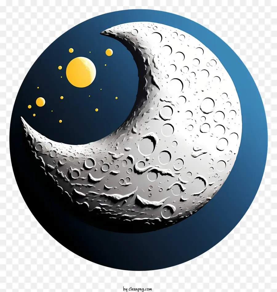 القمر واقعي ثلاثي الأبعاد，الهلال PNG