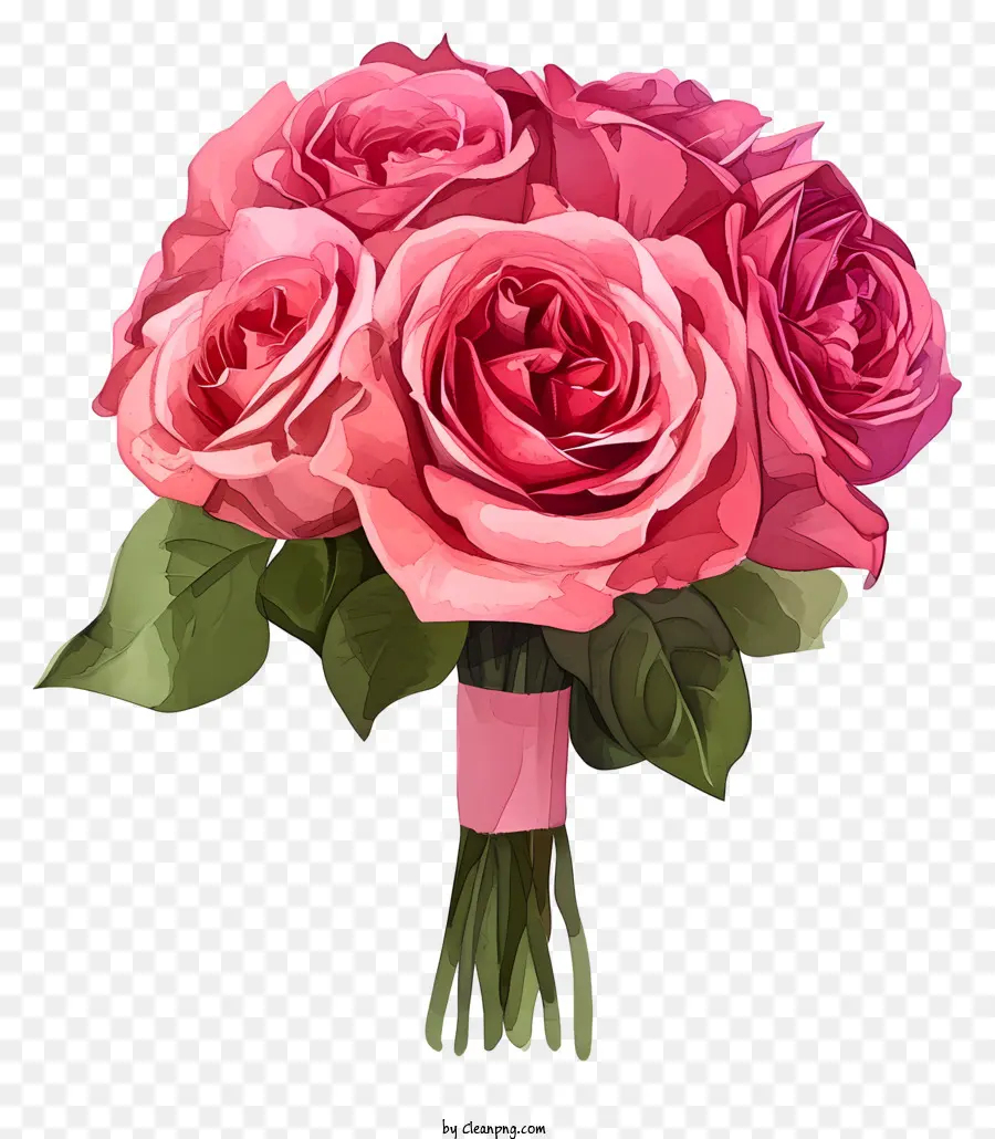 وردة عيد الحب بالألوان المائية，الوردي الورود PNG