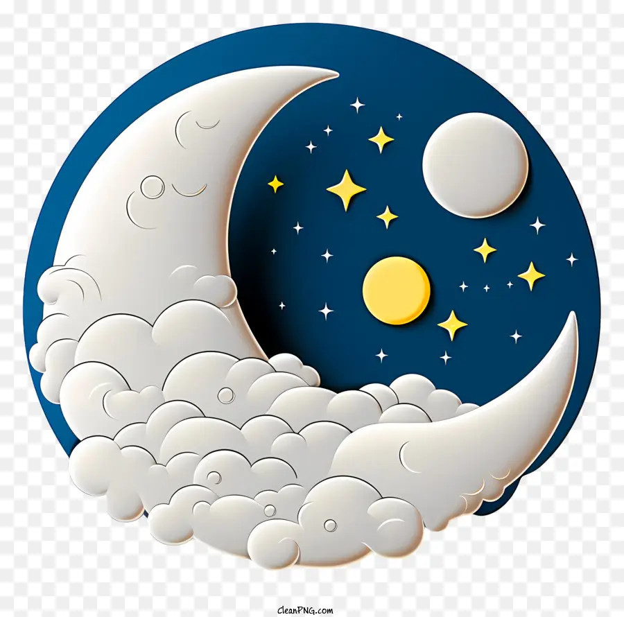 القمر الأسلوب ثلاثي الأبعاد واقعي，سماء الليل PNG