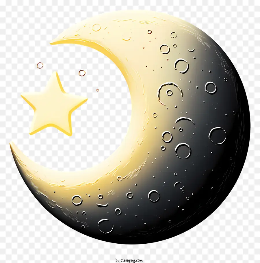 القمر واقعي ثلاثي الأبعاد，الهلال PNG