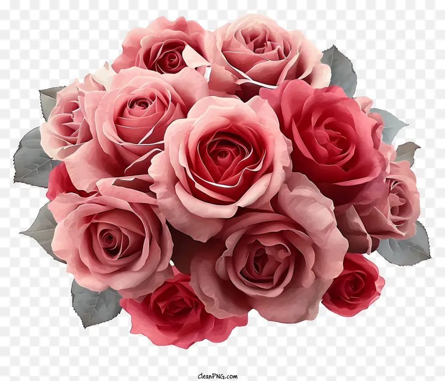 وردة عيد الحب المسطحة，الوردي الورود PNG