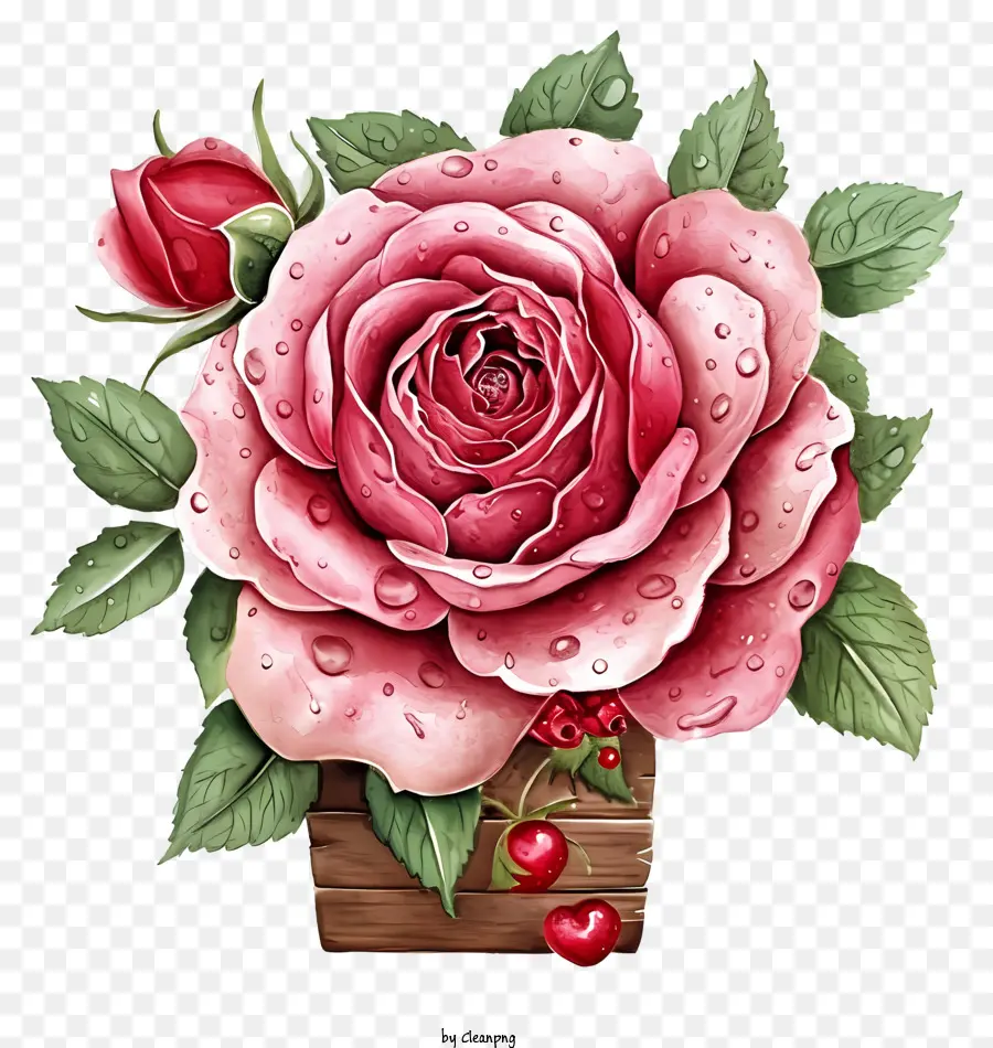 فن عيد الحب الورد الأزهار，الرسم بالألوان المائية PNG