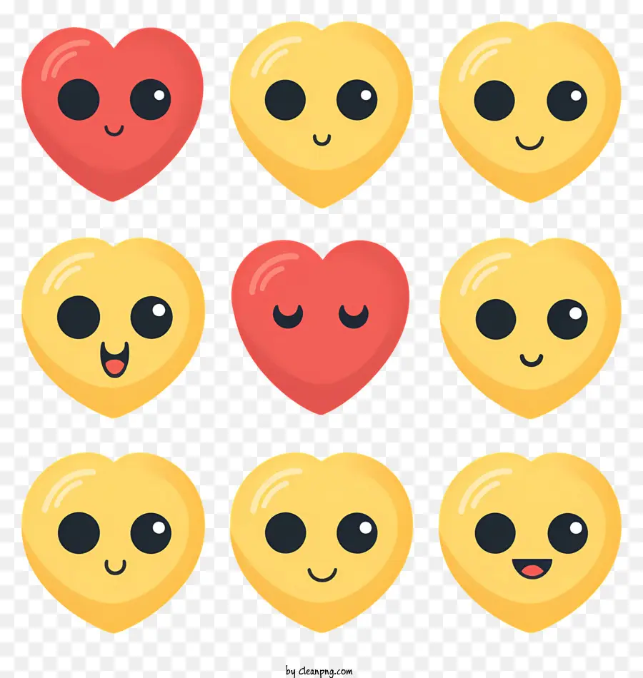 رموز تعبيرية مرسومة باليد بعيون القلب，الرموز الصفراء القلب PNG