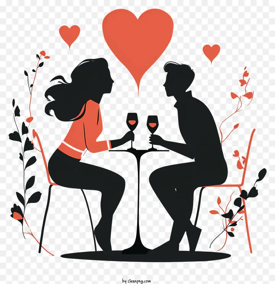 عشاء رومانسي，صورة ظلية ، PNG