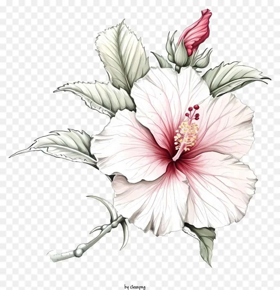 وردة شارون مرسومة باليد，زهرة بيضاء PNG