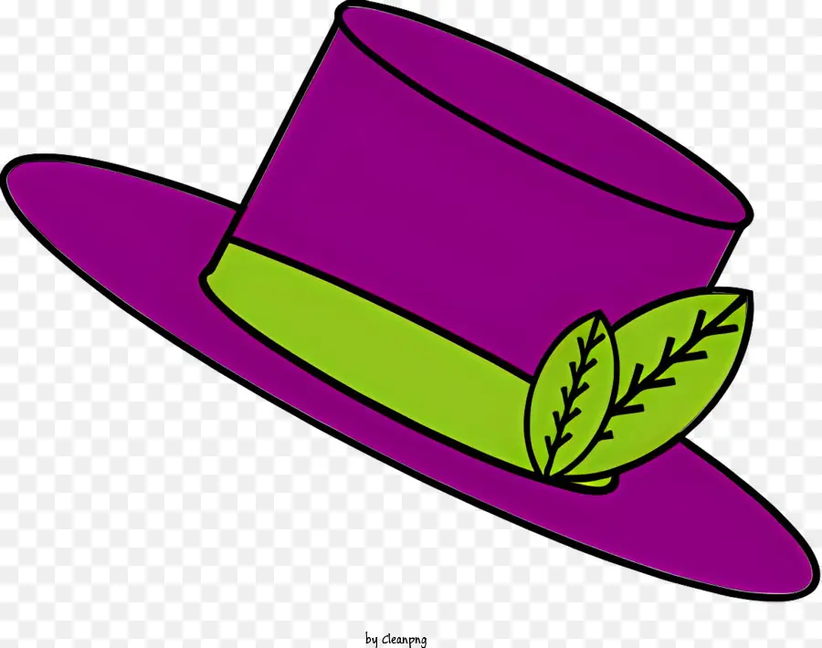 قبعة أعلى أرجوانية，ورقة خضراء PNG