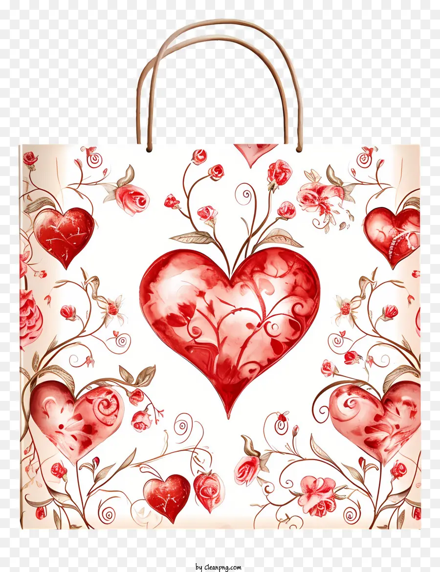 حقيبة هدايا عيد الحب，شكل قلب ، PNG