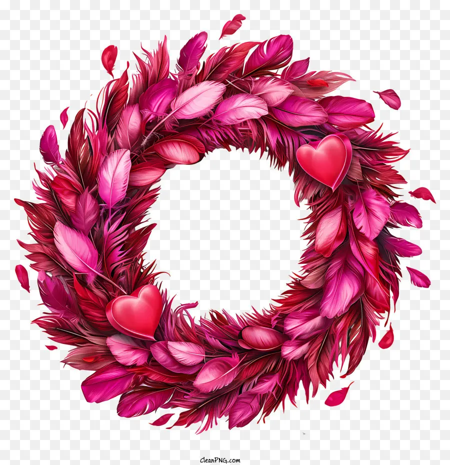 إكليل عيد الحب，إكليل من الزهور الأحمر والوردي PNG