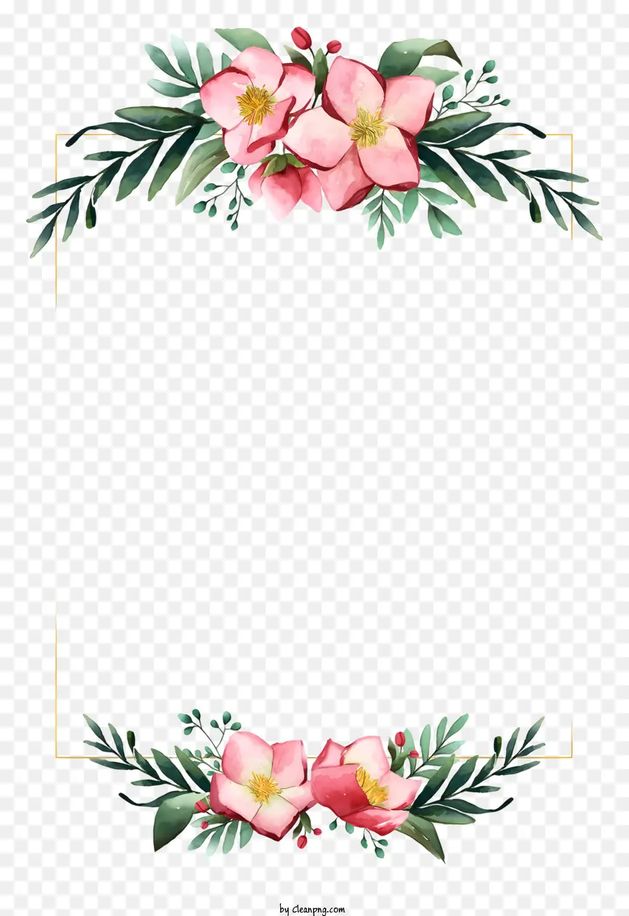 دعوة زفاف，الإطار الأزهار PNG