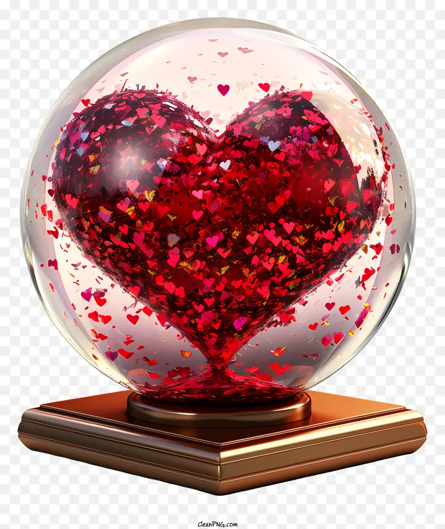 عيد الحب Snowglobe，كرة الثلج على شكل قلب PNG