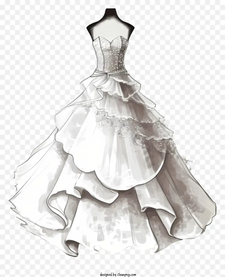 فستان العروس المرسومة باليد，ثوب الزفاف PNG