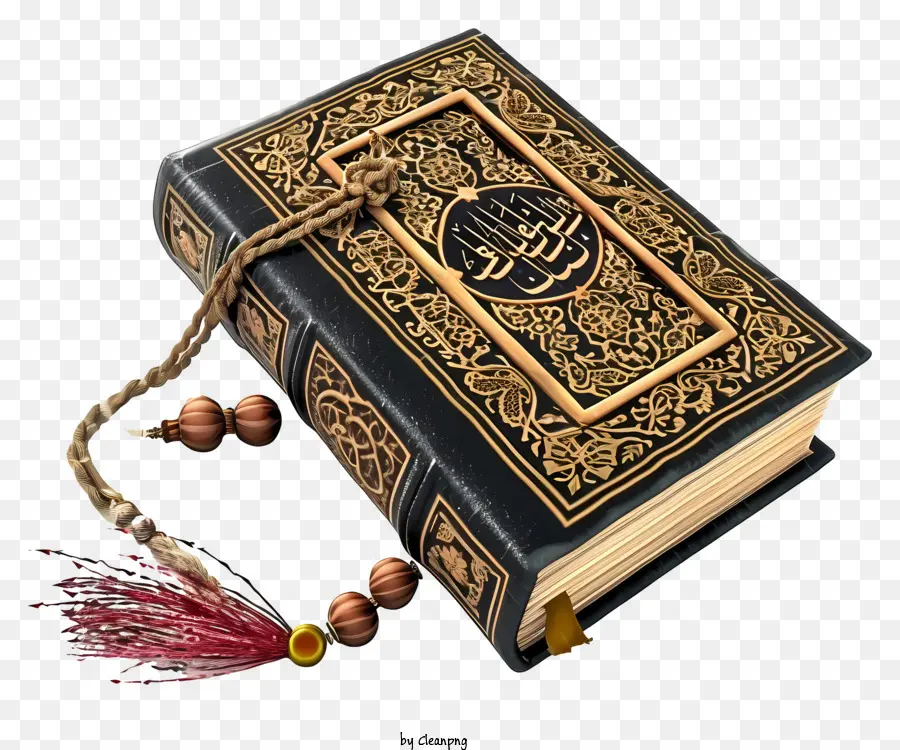 كتاب القرآن المقدس المسطح وصلاة الخرز，كتاب Leatherbound PNG