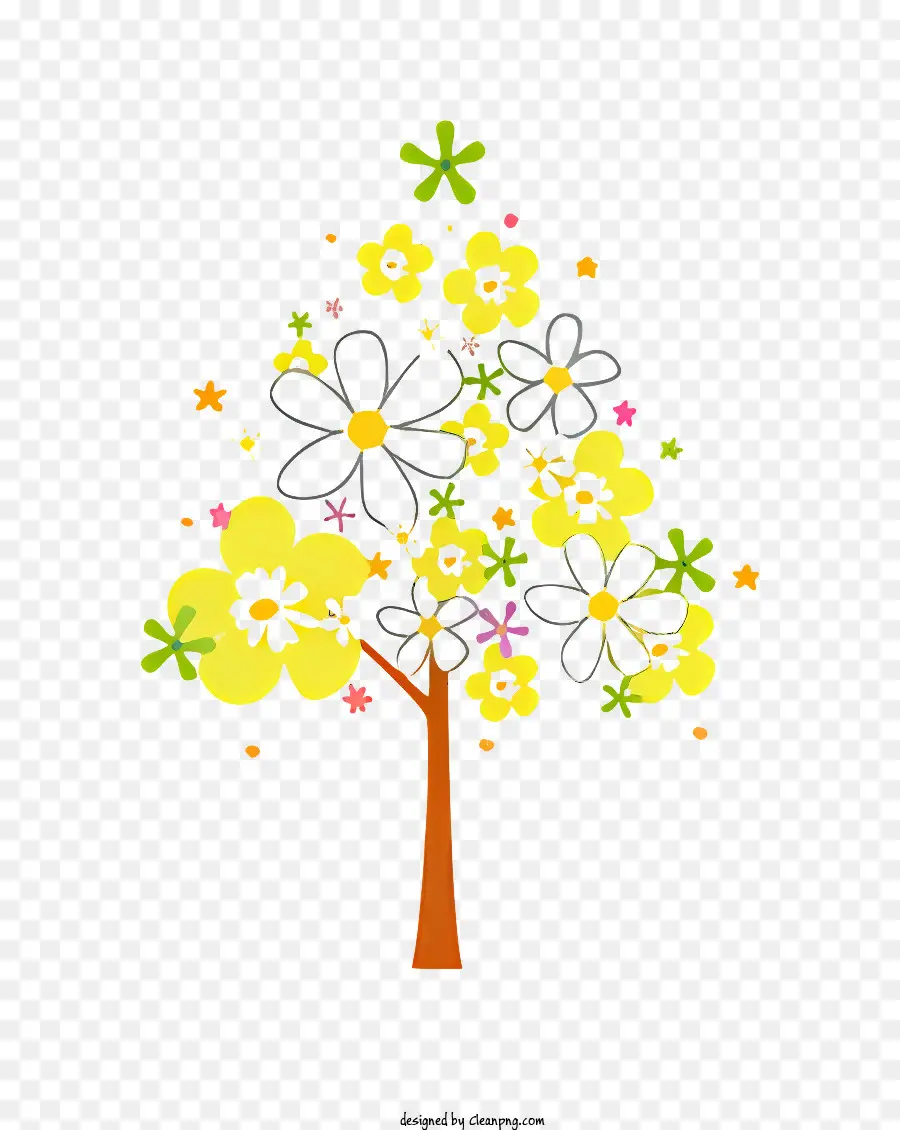 زهرة，شجرة مع الزهور PNG