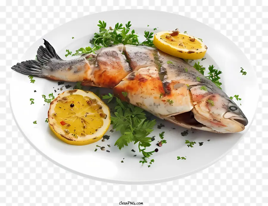 طبق سمك ثلاثي الأبعاد واقعي，وصفة السمك PNG