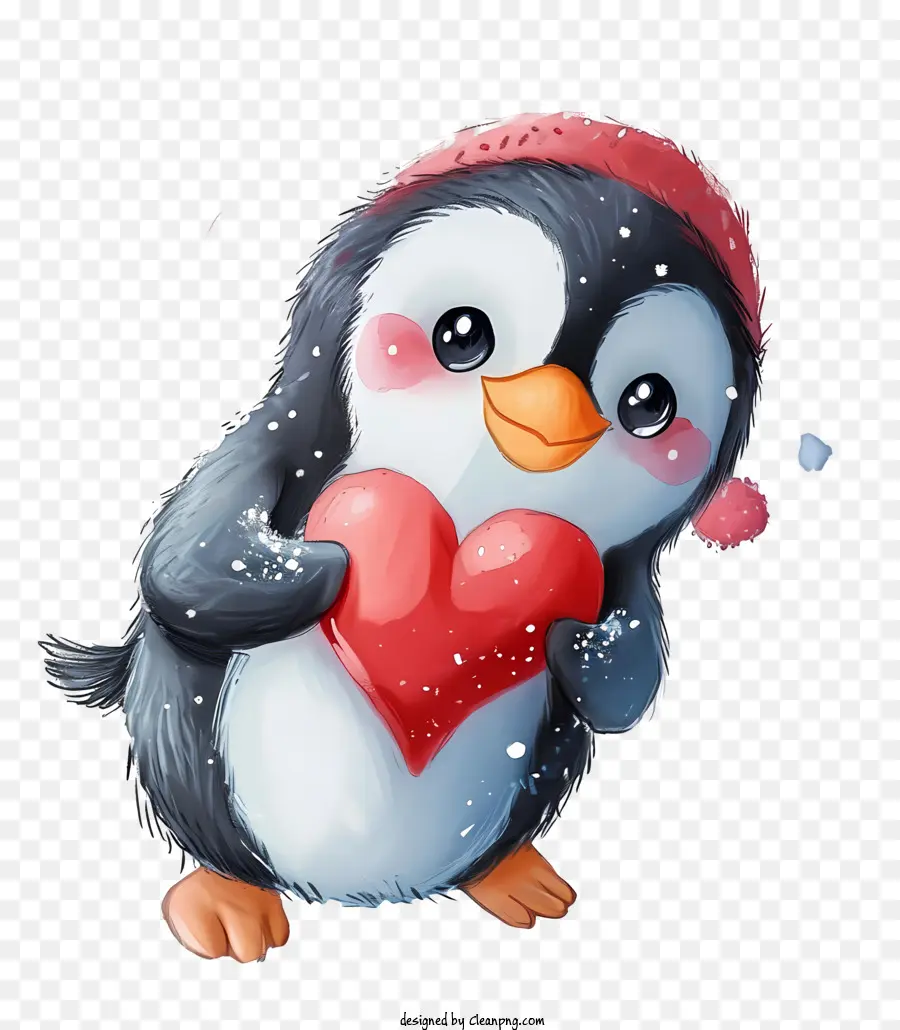 الرسوم التوضيحية الشخصية التفصيلية，البطريق في عيد الحب PNG