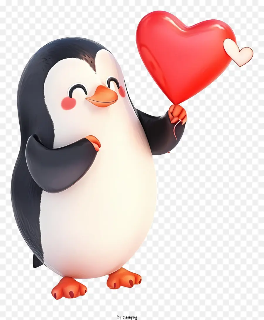 Psd 3d Valentine Penguin，لطيف الكرتون البطريق PNG