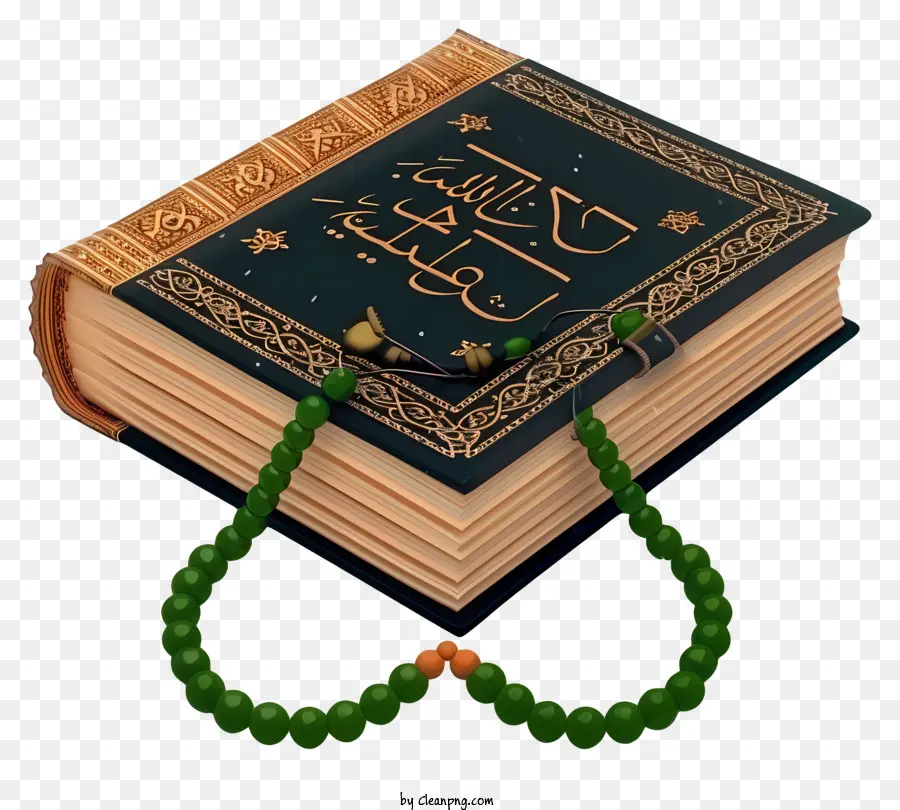 واقعية ثلاثية الأبعاد كتاب القرآن والصلاة حبات，مطرز قلادة PNG