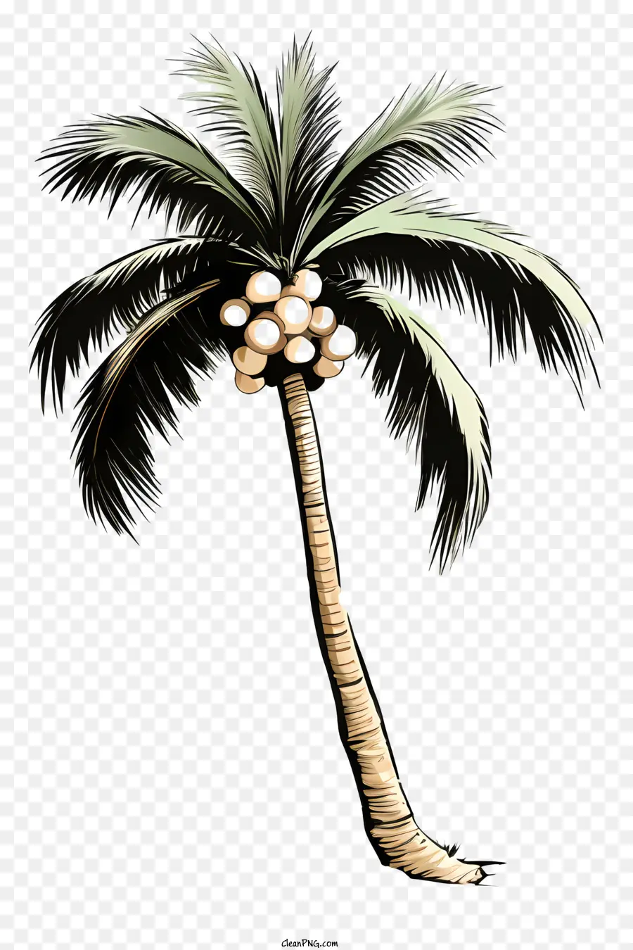 رسم جوز الهند على نمط الرسم，شجرة النخيل PNG