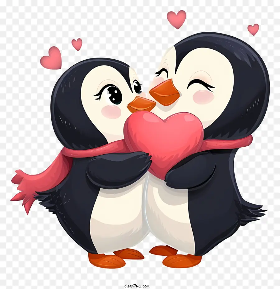 كرتون فالنتين بينجوين，زوجين البطريق PNG