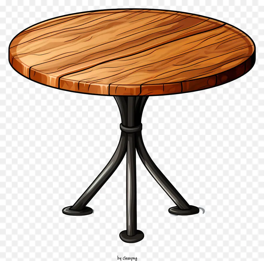 طاولة مستديرة خشبية على طراز رسومات الشعار المبتكرة，طاولة خشبية PNG
