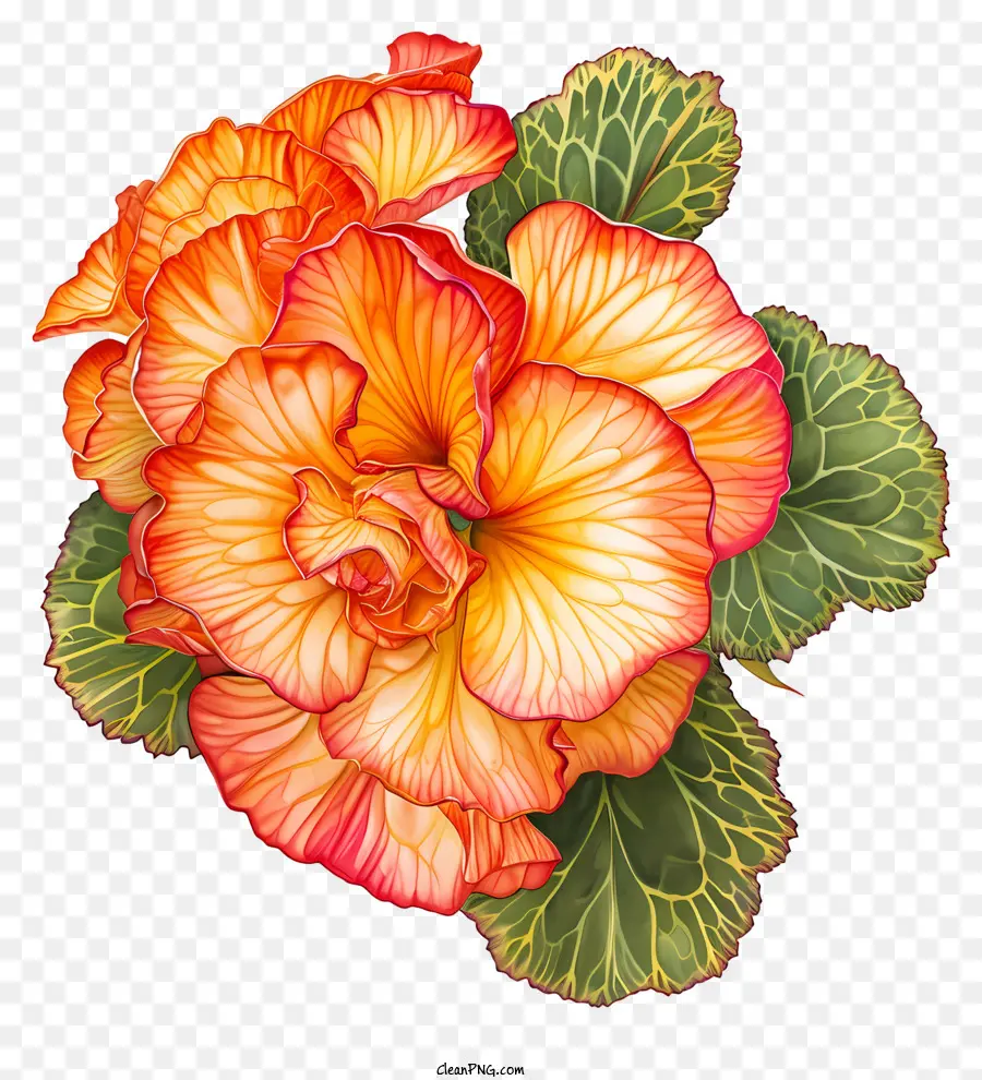بيجونيا，زهرة حمراء وبرتقالية PNG