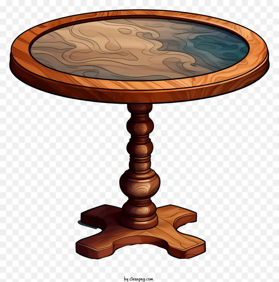 طاولة مستديرة على طراز رسومات الشعار المبتكرة，طاولة خشبية PNG