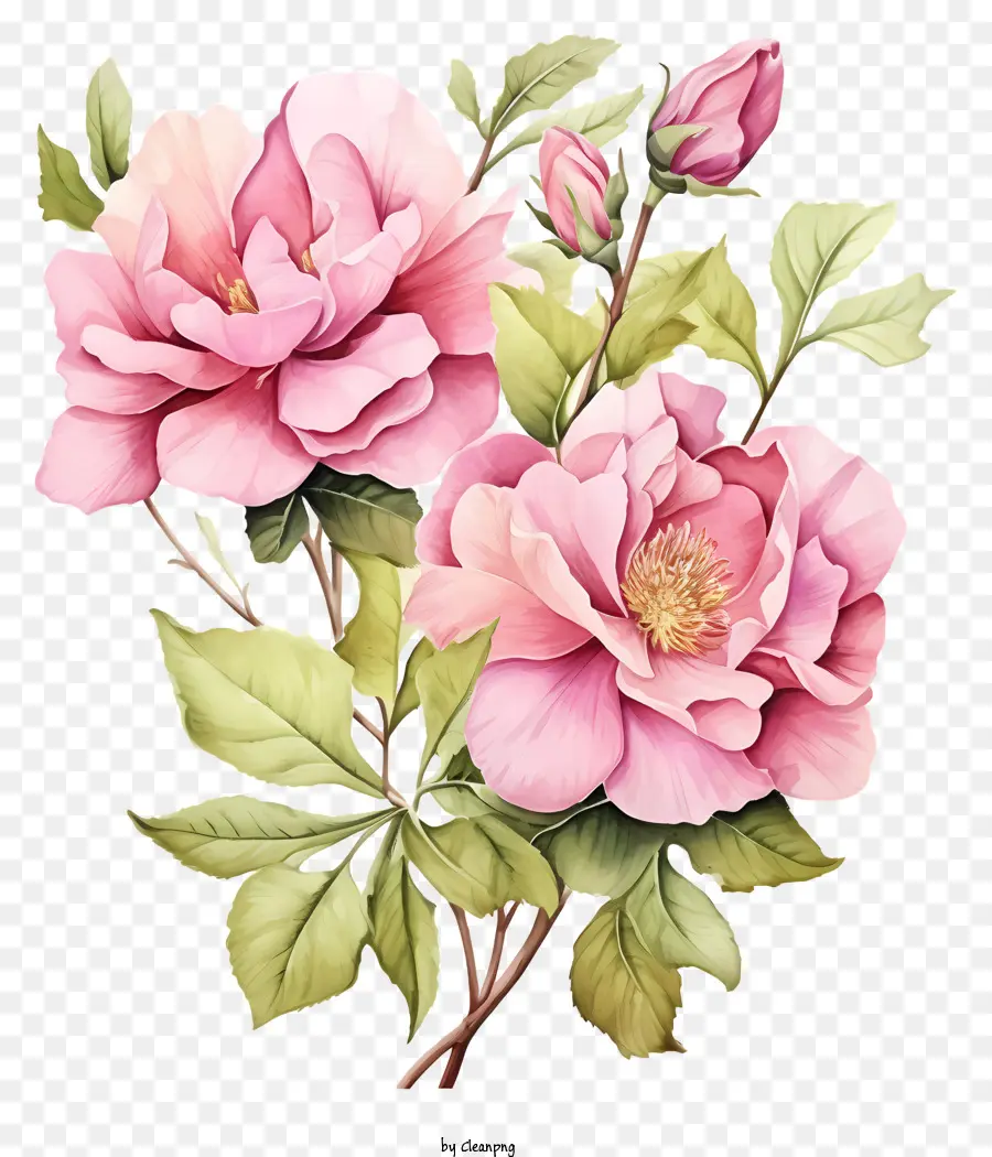 ألوان مائية زهرة وردية，الوردي الورود PNG