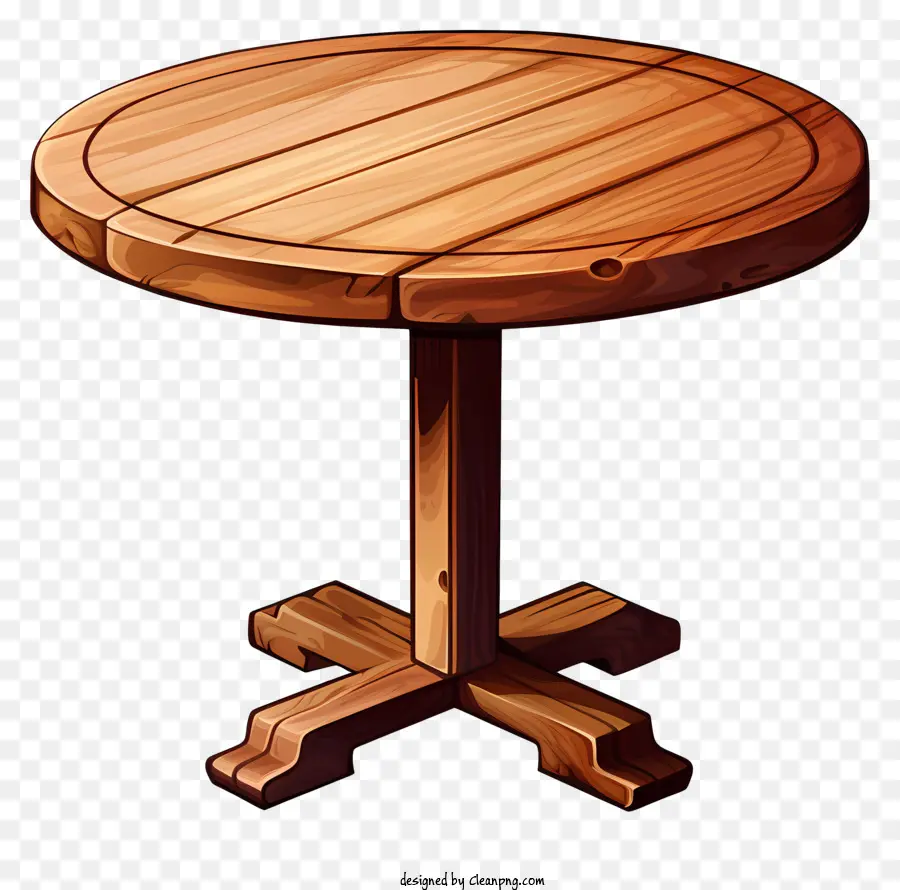 طاولة مستديرة خشبية على طراز رسومات الشعار المبتكرة，طاولة خشبية PNG
