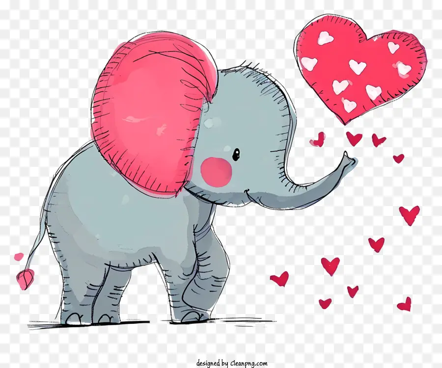 فيل الحب يوضح，الفيل الوردي لطيف PNG