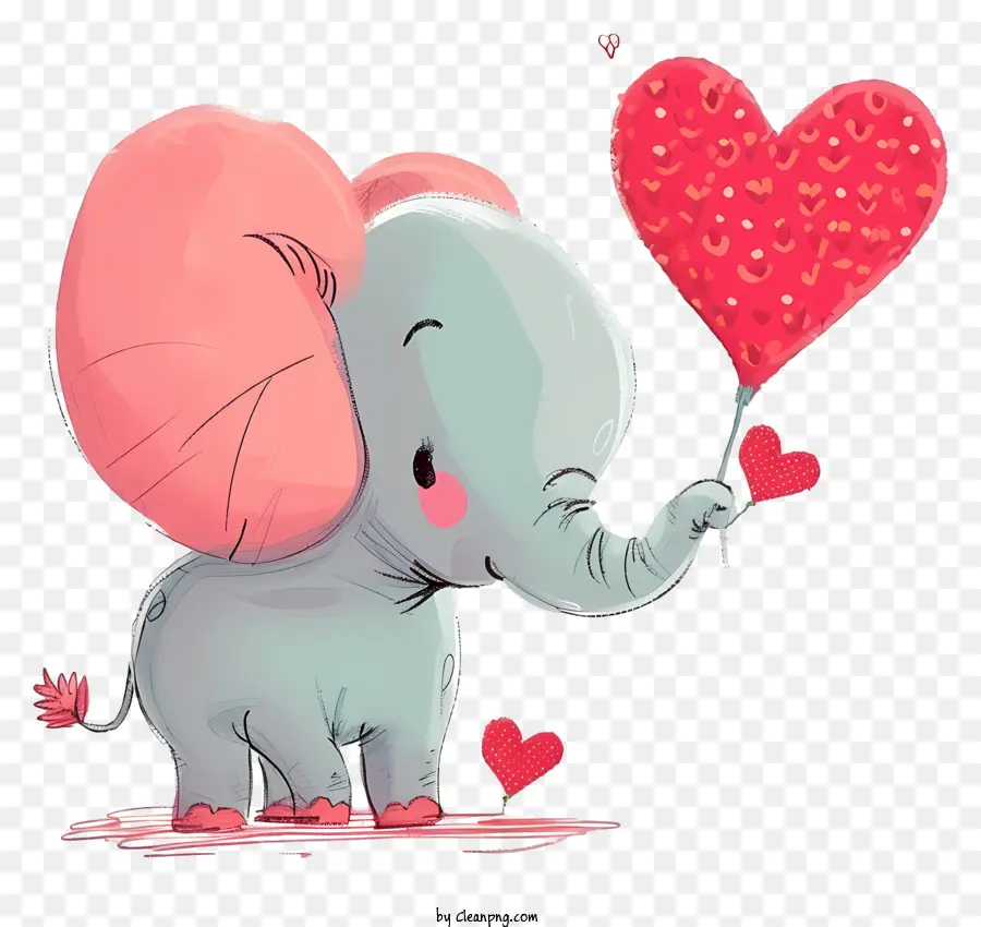 لطيف الفيل，بالون على شكل قلب PNG