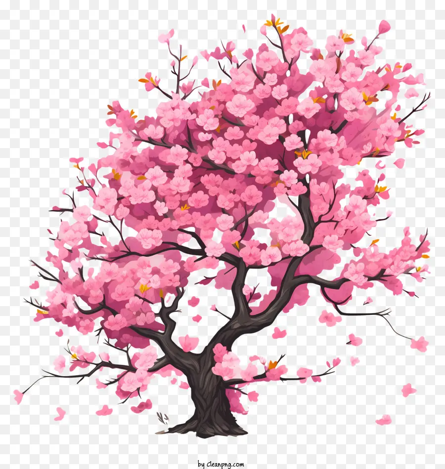 شجرة زهر الكرز المسطحة，شجرة زهر الكرز الوردي PNG