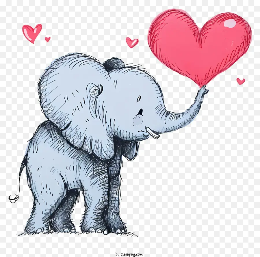 يدوي فالنتين فيلن，الفيل الذي يمسك القلب PNG
