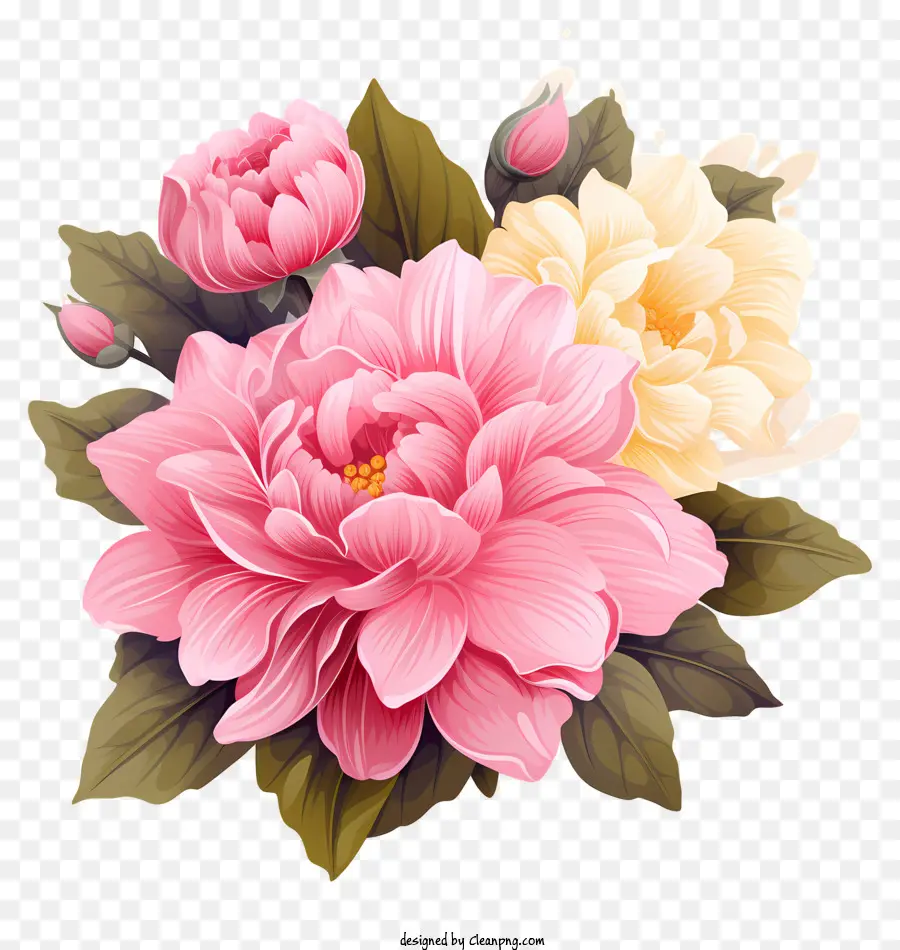 زهرة وردية مرسومة باليد，الزهور PNG