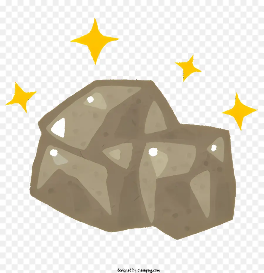 صخرة مع مركز أبيض，النجوم الذهبية PNG